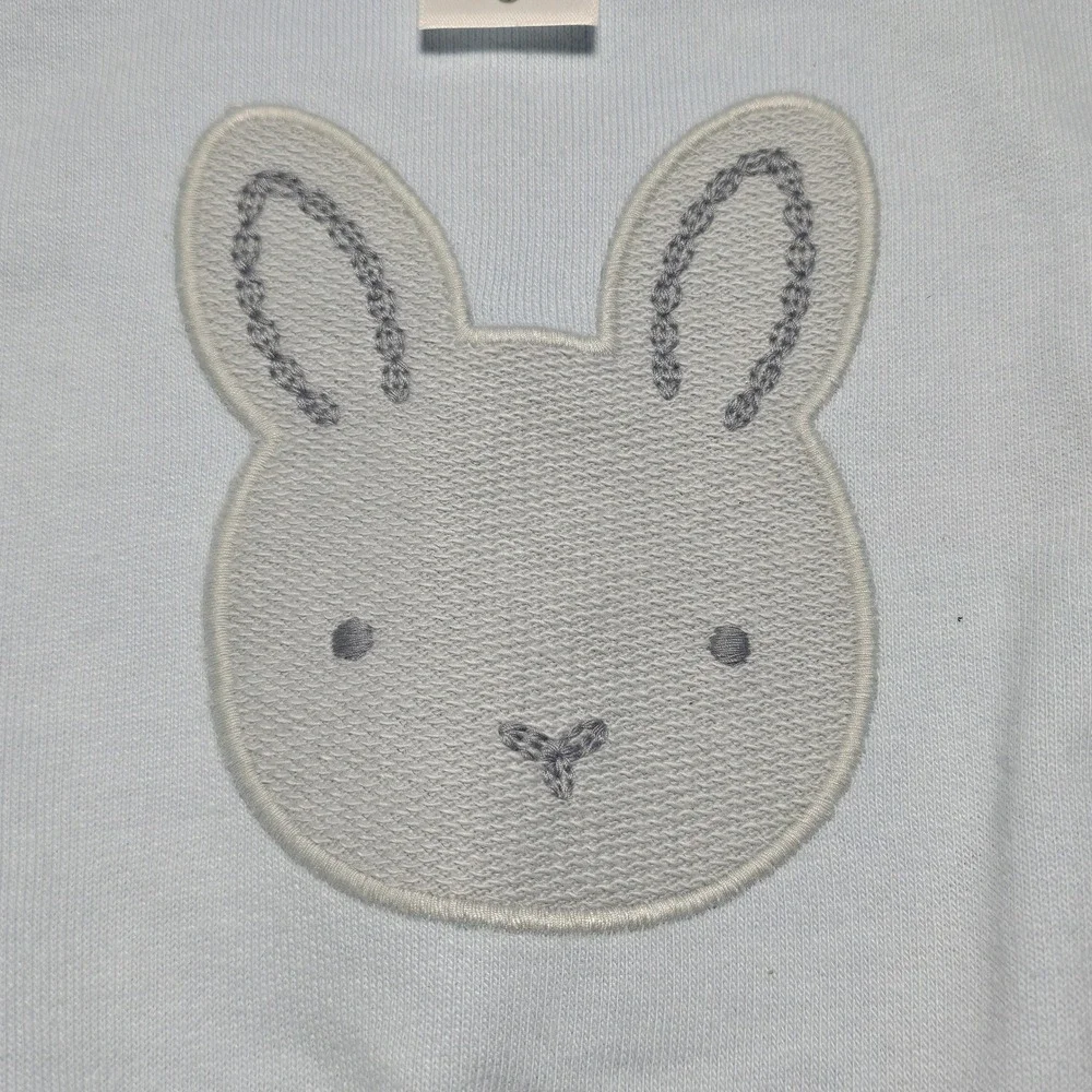 Carters Baby Boy Blue Bunny Long Sleeve Shirr Bodysuit 0-3M NWT